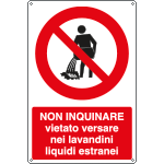1842Y - Cartello divieto vietato inquinare versare liquidi