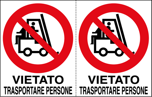 9507A - Foglio n. 2 etichette vietato trasportare persone