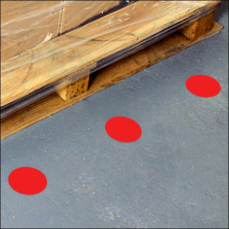 DMD05R - confezione 20 dischi adesivi SAFE IN in PVC diametro 50 mm col.ROSSO