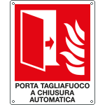 E201390X - Cartello sicurezza porta tagliafuoco a norma EN ISO 7010 simbolo+testo