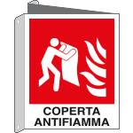 E20156BIX - cartello bifacciale coperta antifiamma EN ISO 7010 F016