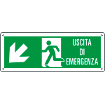 E720107XS - Etichetta uscita di emergenza freccia basso sx Uscita Em. EN ISO 7010
