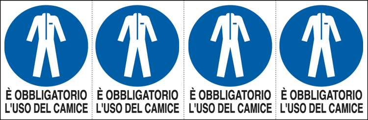 E9536B - Foglio n. 4 etichette adesive obbligo uso camice EN ISO 7010
