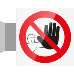 SECT17BB - segnale in vetro CRYSTAL a bandiera bifacciale 200x200 piu'simbolo