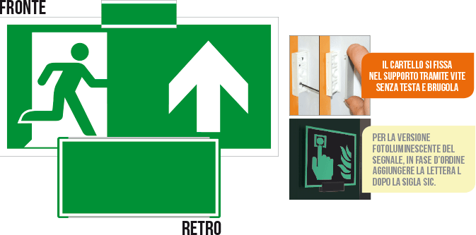 SICE715103SN - sistema COLORFIX VERDE bifacciale sospesa Uscita Emerg. Nord ISO 7010