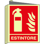 [EL20118BIYA] EL20118BIYA - cartello bifacciale estintore EN ISO 7010