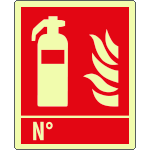 [EL20121WS] EL20121WS - etichetta adesiva luminescente estintore "N. ..." EN ISO 7010 F001