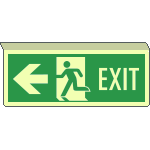 [EL720201SKP] EL720201SKP - Cartello sospeso bifacciale luminesc. uscita emergenza a sx. ENISO7010