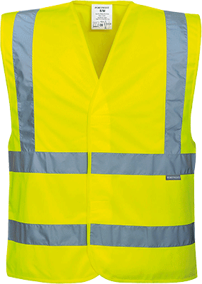 [PWT047S/M] PWT047S/M - Gilet due bande orizzontali e verticali Hi-Vis giallo tg.S/M