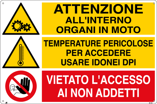 [3540] 3540 - Cartello attenzione interno organi in moto
