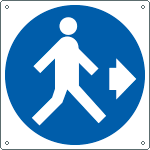 [1376W] 1376W - Cartello obbligo pedoni a destra