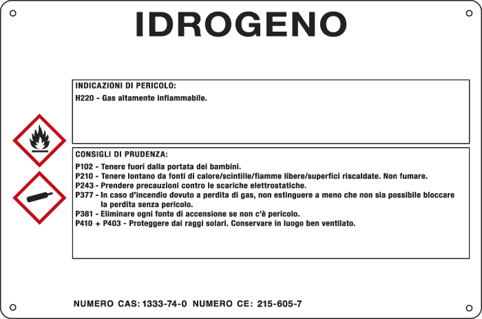 [35A112] 35A112 - cartello sostanze pericolose simbologia CLP " IDROGENO "