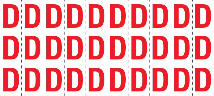 [912D] 912D - Foglio n.30 etichette adesive B/R lettera D