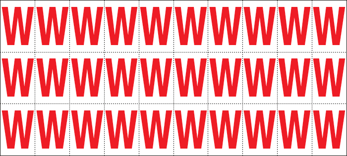 [912W] 912W - Foglio n.30 etichette adesive B/R lettera W