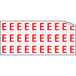 [913E] 913E - Foglio n.30 etichette adesive B/R lettera E