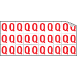 [913Q] 913Q - Foglio n.30 etichette adesive B/R lettera Q