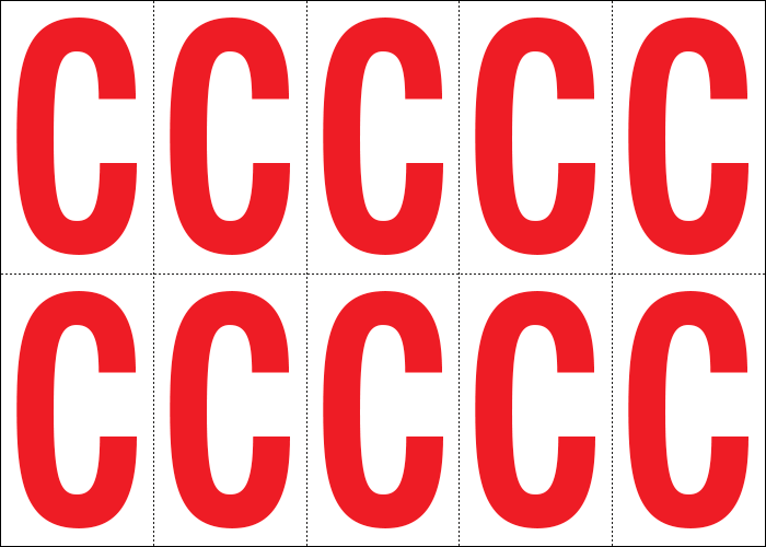 [915C] 915C - Foglio n.10 etichette adesive B/R lettera C