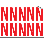 [916N] 916N - Foglio n.10 etichette adesive B/R lettera N