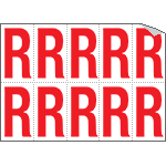 [916R] 916R - Foglio n.10 etichette adesive B/R lettera R