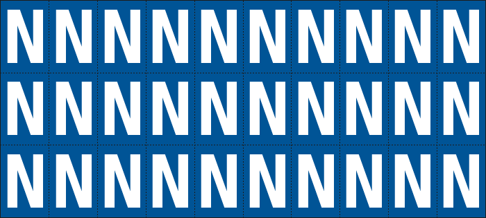 [922N] 922N - Foglio n.30 etichette adesive B/B lettera N