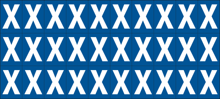 [922X] 922X - Foglio n.30 etichette adesive B/B lettera X