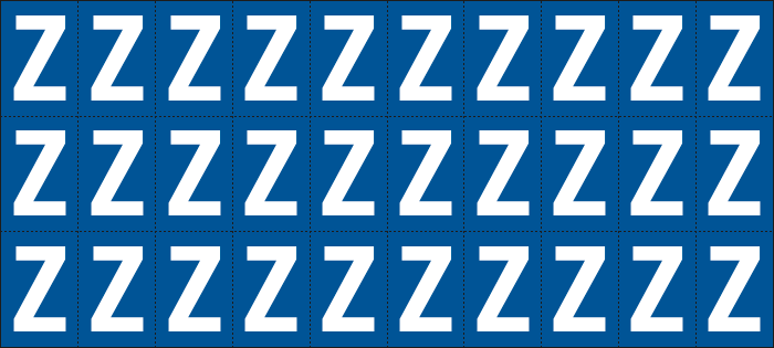 [922Z] 922Z - Foglio n.30 etichette adesive B/B lettera Z