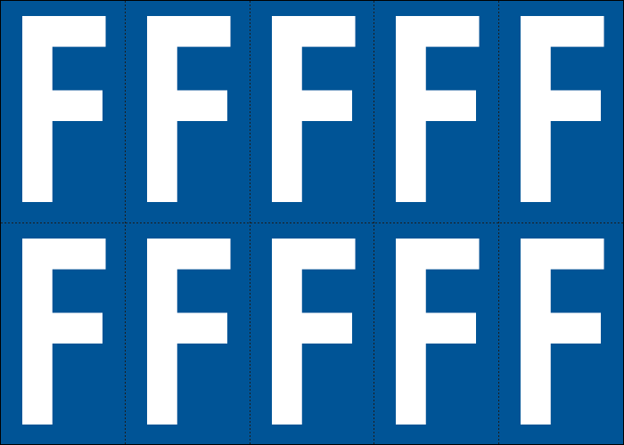 [925F] 925F - Foglio n.10 etichette adesive B/B lettera F