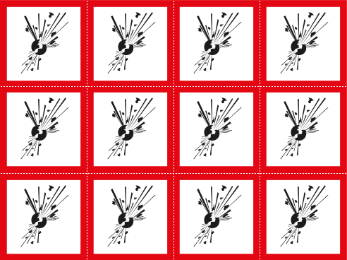 [9421B] 9421B - Foglio n.12 etichette adesive esplosivi