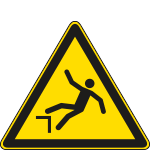 [E1138W] E1138W - Cartello pericolo di caduta con dislivello solo simbolo EN ISO 7010