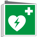 [E15156BIX] E15156BIX - Cartello bifacciale solo simbolo defibrillatore EN ISO 7010