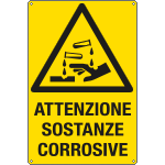 [E1720X] E1720X - Cartello pericolo attenzione sostanze corrosive EN ISO 7010