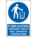 [E1946X] E1946X - cartello versare rifiuti negli appositi contenitori EN ISO 7010