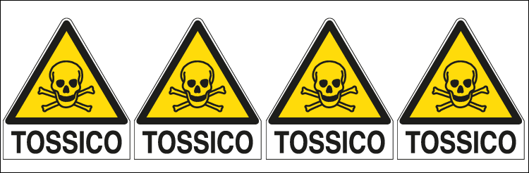 [E9554B] E9554B - Foglio 4 etichette Pericolo Sostanze Tossiche EN ISO 7010