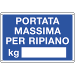 3105 - Cartello informazione PORTATA MASSIMA PER RIPIANO