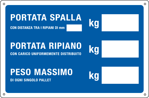 3168 - Cartello informazione PORTATA SPALLA/RIPIANO