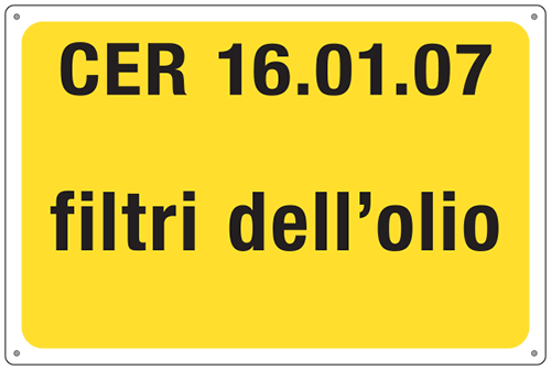 3410 - cartello alluminio rifiuti pericolosi CER 16.01.07