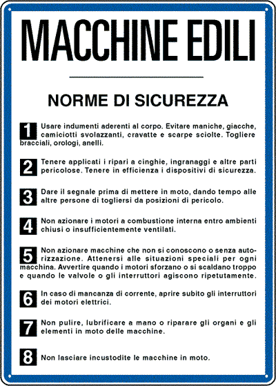 3613 - Cartello NORME PER MACCHINE EDILI