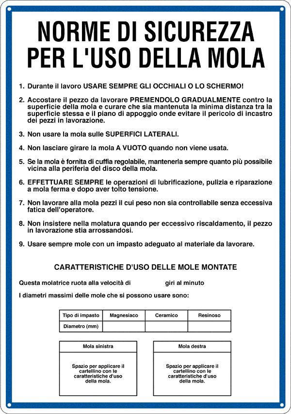3641 - Cartello NORME USO DELLA MOLA