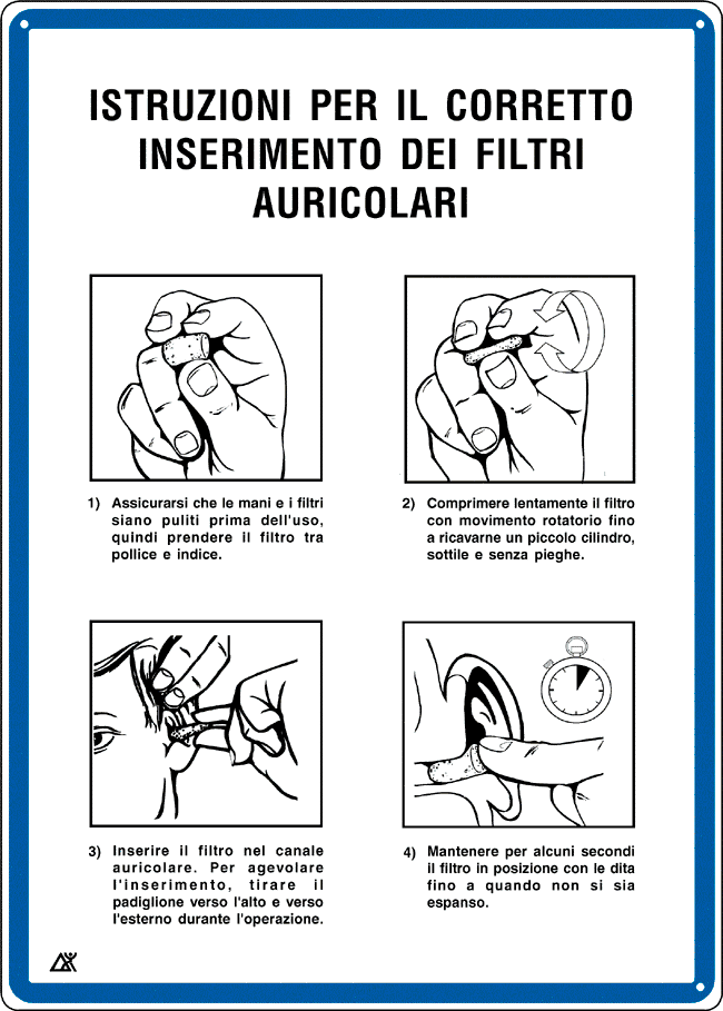 3762 - Cartello Istruzioni per il corr.inserti auricolari filtri aurico