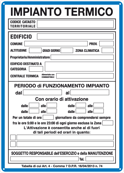 3768 - Cartello centrale termica codice catasto territoriale
