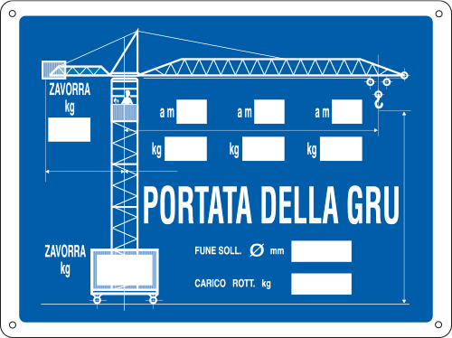 4322 - Cartello PORTATA DELLA GRU