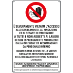 4574 - Cartello divieto vietato acc.stab/mag/prod.