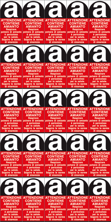 9713 - Foglio n. 25 etichette Attenzione amianto