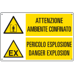 35340 - Cartello multisimbolo ambiente confinato pericolo esplosione....