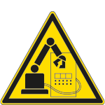 1129WS - etichetta pvc autoadesivo pericolo robot in movimento