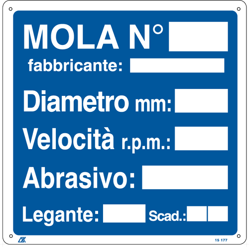 15177Y - Cartello informazione MOLA N diametro velocita'