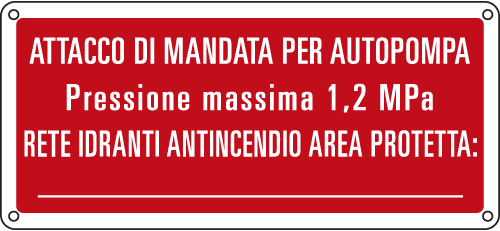 16145X - Cartello antincendio attacco di mandata per autopompa