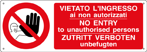 18056KS - Etichetta adesiva divieto vietato ingresso (3 lingue)