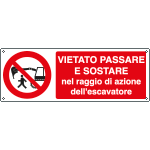 1843KS - Etichetta adesiva vietato passare raggio escavatore