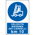 1933X - Cartello obbligo velocita' massima carrelli 10 Km